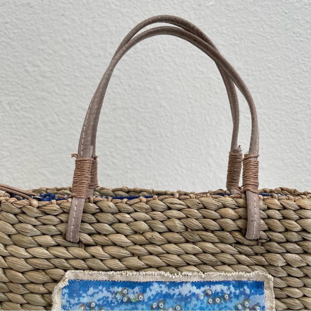 Vintage Y2K Beach Surf Volkswagen Bug Corn Husk Wicker Small Handbag Purse - Picture 3 of 13